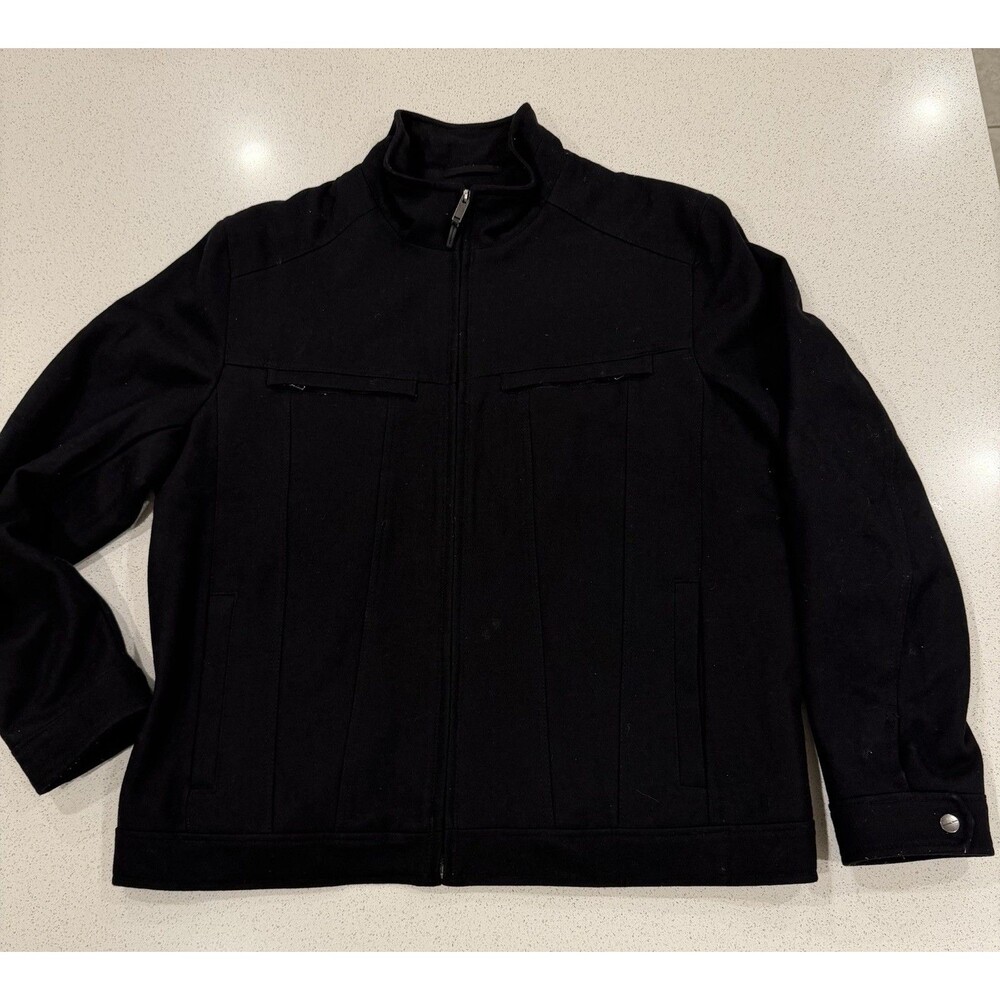 Michael Kors Mens Black Wool Blend Full Zip Jacket Polyester Lining Size XL